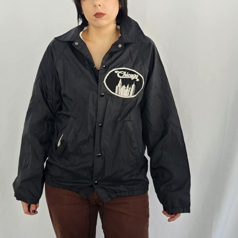 80s Black and awhite Chicago Windbreaker